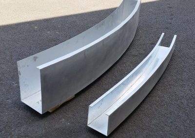 aluminium curved gutters ready for powder coating